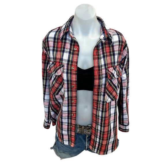 Save Ferris Bueller Plaid Flannel Shirt MEDIUM Oversize Unique 60th Anniversary - Picture 4 of 5